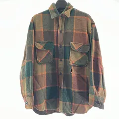 【中古】60s TOWNCRAFT(Penneys)チェック柄ウールシャツジャケット ブラウン/グリーン サイズM ▲状態 タウンクラフト ぺニーズ[17]のサムネイル