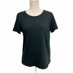 バーバリー ロンドン BURBERRY LONDON 半袖 Tシャツ カットソー ロゴ刺繡 黒 ブラック 4 約L ■WY