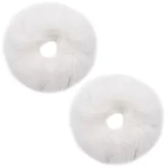 TOAURDA シュシュ 髪飾り 2個入り髪ゴム ヘアーバンド ヘアアクセサリー 大人 髪飾り ボリ可愛い おしゃれ 髪留め ヘアアクセサリー ュームヘアゴム ファー ファーボール シュシュ セット (ホワイト)