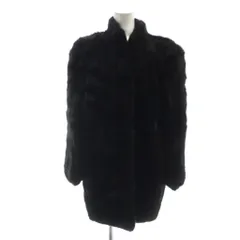 ノーブランド品 毛皮コート ブラックミンクファー 長袖 総裏地 ミドル 11 L 黒 ブラック ■GY18 /MQ