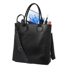 【送料無料】[ｉｎｏｔｅｎｋａ] ビジネスバッグ メンズ 大容量 A4/15.6型PC収納 就活バッグ ビジネストートバッグ 2way ショルダーバッグ PUレザー 縦型 紳士 カバン 撥水 ブリーフケース 通勤 出張 入社式 プレゼント 父の日 ブラック