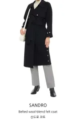 サンドロ ブラック ベルト付き ロング コート 送料込み 120,000円