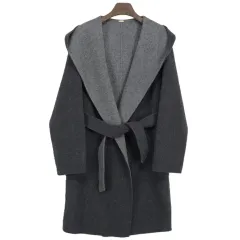 더커버 レディース リバーシブル ベルト付き ウール フード コート free