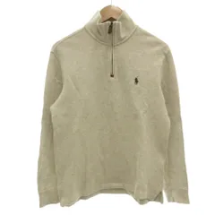 ポロ ラルフローレン POLO RALPH LAUREN ハーフジップニット セーター 長袖 コットン ポニー刺繍 S ベージュ /GV ■GY14
