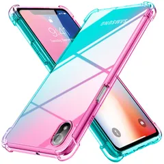 ギャラクシー A23 5G ケース 薄型 グラデーション色 ケース 軽量 TPU 耐衝撃 スマホケース 透明 米軍MIL規格取得 おしゃれ 黄変防止防塵一体型 人気 MD-JBK-025-02 ピンク/グリーン