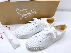 未使用保管　美品　Christian Louboutin　クリスチャンルブタン　Louis Junior Spikes　ルイスジュニアスパイクス　スタッズ　レザー　スニーカー　ホワイト　1130573
