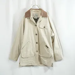 90s L.L.Bean エルエルビーン ハンティングジャケット レディース S 襟本革 レザー コットン カバーオール オールド ビンテージ