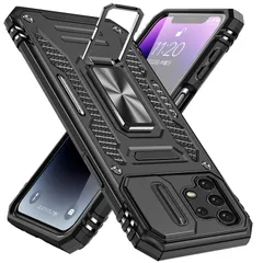 Galaxy A53 5G ケース リング 衝撃吸収 耐衝撃 一体型 落下防止 米国軍事MIL標準取得 スタンド機能 PC+TPU 二重構造 防塵 薄型 軽量 360度回転 全面保護カバー サムスン ギャラクシー A53 5Gケース 黒 MJJ-1051-56