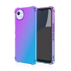 AQUOS Wish4対応ケース グラデーションカバー 四角エアクッション 耐衝撃 SH-52E適用クリアTPUソフトケース 全面保護 軽量 落下防止 AQUOS Wish4 SH-52E用スマホ透明保護カバー ブルー＆パープル