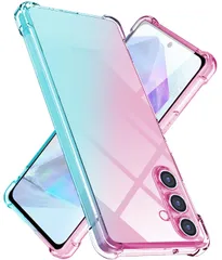 Galaxy A55 5G ケースクリア TPU 薄型 軽量 グラデーション色 ケース ギャラクシーa55 5g ケース 耐衝撃 米軍MIL規格取得 滑り止め 黄変防止 防塵 一体型 人気 携帯カバー (ピンクグリーン)