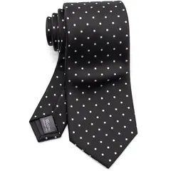 [WANDM] [ダブリューアンドエム] メンズ ネクタイ フォーマル ビジネス オフィス 8cm 幅 レギュラータイ 洗濯 可能 ドット 柄 水玉 模様 ブラック 黒 B