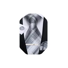 [DiBanGu] 成人式ネクタイグレー格子縞 ビジネス用 ネクタイセット メンズ フォーマル 入学式 卒業式