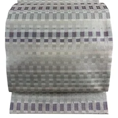 【美品】袋帯 逸品 落款 金唐草 格子 幾何学模様 箔 金糸 銀色 六通 正絹 【中古】