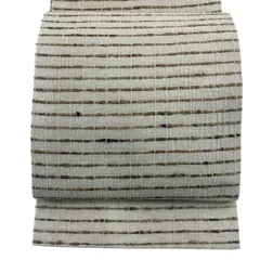 【美品】 袋帯 逸品 縞 格子 ベージュ 全通 正絹 【中古】