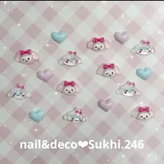 スピード発送！マイメロ シナモン ハート ネイルパーツ16個セット♡No.246