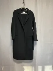 naning9 黒 ウール ブレンド ベルト ロング コート (free サイズ)