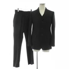 アルフレッドダンヒル ALFRED DUNHILL イタリア製 スーツ セットアップ 3ピース テーラードジャケット シングル 3B 総裏地 肩パッド パンツ スラックス ベスト ウール 44 46 黒 ブラック /XZ ■GY44