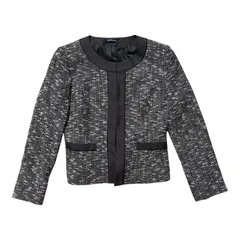  NEWYORKER ニューヨーカー ノーカラーツイードジャケット ブラック セレモニー フォーマル レディース 7ARサイズ【ZK79】