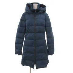 ヘルノ HERNO ダウンコート フード ジップアップ ミドル ハーフ丈 42 青 ブルー /JS ■GY18