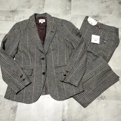【未使用品】UNIQLO × INES DE LA FRESSANGE　ウール 千鳥格子柄 ツイード パンツ セットアップ　Мサイズ　グレー/ブラウン　2B　カジュアル