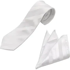 [ロイヤルコード] 結婚式 ネクタイ＆チーフ セット 洗える 白 シルバー グレー 礼服 フォーマル メンズ パーティー 2次会 2点セット ([4] Hカラー)