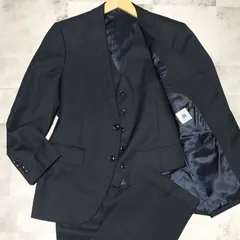 SUIT SELECT スーツセレクト　3ピース 背抜き ウール ビジネス セットアップ　AB5 Мサイズ相当　ネイビー 紺色　2B 2ボタン