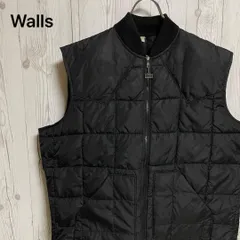 Walls ウォールズ ライトキルティング ダウンベスト メンズL〜XL相当 ブラック 黒 防寒 中綿 ワークベスト アウトドア 定番 古着 大きめサイズ 重ね着 キャンプ 作業着 ストリート カジュアル 人気　25-1084