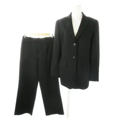 ポールスチュアート PAUL STUART Luxury スーツ セットアップ 2点セット テーラードジャケット スラックスパンツ ストレート ストライプ 11 黒 ブラック /AO6 ■GY18