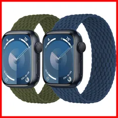 【2セット】編み込みfor アップルウォッチ バンド 40mm 41mm 38mm 44mm 45mm 42mm 46mm Ultra/2 49mmの女性/男性、伸縮性のある弾性ナイロンスポーツストラップソロループfor Apple watch バンド シリー