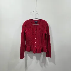 ポロ ラルフ ローレン ガールズ ケーブル ニット フリル カーディガン 6