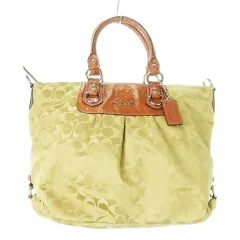 コーチ COACH ハンドバッグ 2way ショルダーバッグ キャンバス レザー 革 エナメル ロゴ ピンク ベージュ F15441 /CK12 ■GY18