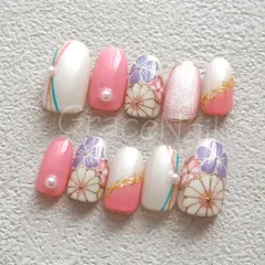 No.2192 現品販売！ネイルチップ　成人式卒業式和柄袴着物振袖