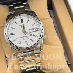 稼働/美品 セイコー5 ファイブ 海外モデル メンズ腕時計 自動巻き 21石 デイデイト 裏スケ ホワイト文字盤 7S26-02T0 OJ2261-2-w