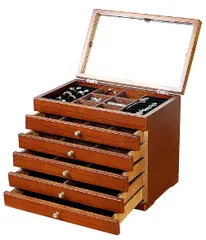 Anberotta ジュエリーボックス アクセサリー コスメ メイク ボックス 小物入れ ケース マルチ 収納 宝石箱 収納箱 ミラー 鏡付き 宝箱 AT19 (ブラウン) [ブラウン]