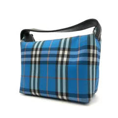 バーバリー ロンドン ミニ ハンドバッグ ポーチ ノバチェック 青 ブルー ナイロン