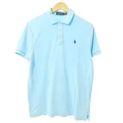 ポロ ラルフローレン POLO RALPH LAUREN 近年 ポロシャツ カットソー 半袖 ロゴ刺繍 M 水色 0807 IBO73 ☆AA★