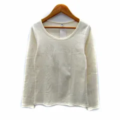 ユニクロ UNIQLO リブカットソー 長袖 ラウンドネック 無地 M オフホワイト /SY21