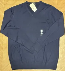 ユニクロ EXTRA : Shift The Map パイナップル メリノ ウール Vネック Vネック ニット ネイビー 2XL XX