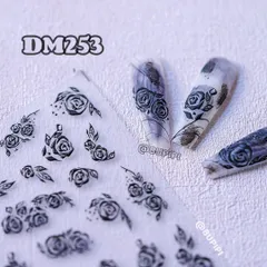 人気 3D ネイルシール 花 ローズ フラワー バラ タトゥー ブラック 和風 ネイルアート デコ用品 貼る 手作り素材 DM253