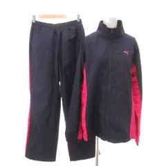 プーマ PUMA セットアップ ジャージ ブルゾン パンツ L 紺 ネイビー ピンク サイドライン /YJ