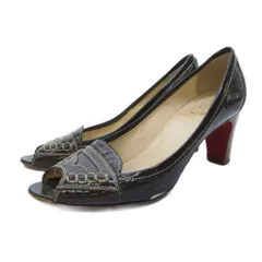 クリスチャンルブタン Christian louboutin パンプス シューズ ハイヒール オープントゥ レザー 36 23.0cm 茶 ブラウン 0828 IBO79