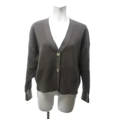 グリーンレーベルリラクシング ユナイテッドアローズ green label relaxing ハリヌキ Vネック ニット カーディガン リブ カシミヤ混 茶 ブラウン 約M 3628-119-0833 1208