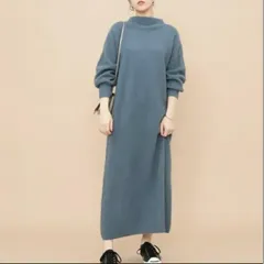 ADAM ET ROPE'  アダムエロペ ニットワンピース ブルー 定価¥24,200