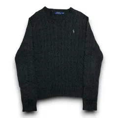 Polo Ralph Lauren コットン ケーブル ラウンドネック チャコール ニット