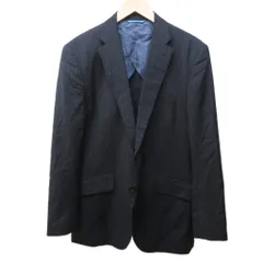 ランバンオンブルー LANVIN en Bleu テーラードジャケット ブレザー ストライプ ウール 背抜き 2B 50X 約L 灰 青 グレー ブルー 系 IBO85 1211