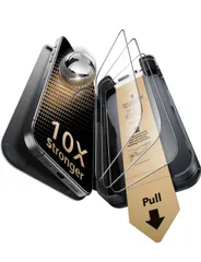 ★ESR ガラスフィルム iPhone 17 無印/iPhone 16 Pro 用 Corning™製強化ガラス 10倍強化保護 米軍MIL規格 ３枚 AR加工 さらさら 気泡無し 指紋防止 自動除塵 ホコリフリー SGS認定品 2.5M鋼球落下テスト