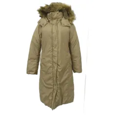 ユニクロ UNIQLO ロングダウンコート 7 ブラウン フェイクファー付きフード /HO10 ■GY58