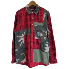 AVIREX　チェックシャツ　長袖　トップス　レギュラーカラー　胸ポケット　迷彩　プリント　アメカジ　古着