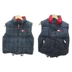 トミーヒルフィガー TOMMY HILFIGER ダウンベスト リバーシブル スタンドカラー 無地 チェック柄 6 110㎝ ミドル丈 /YS39 ■GY61 男の子