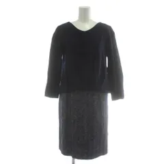 アンタイトル UNTITLED ワンピース ウール 長袖 ドッキング 2 紺 ネイビー ひざ丈 Vネック /XZ ■GY60